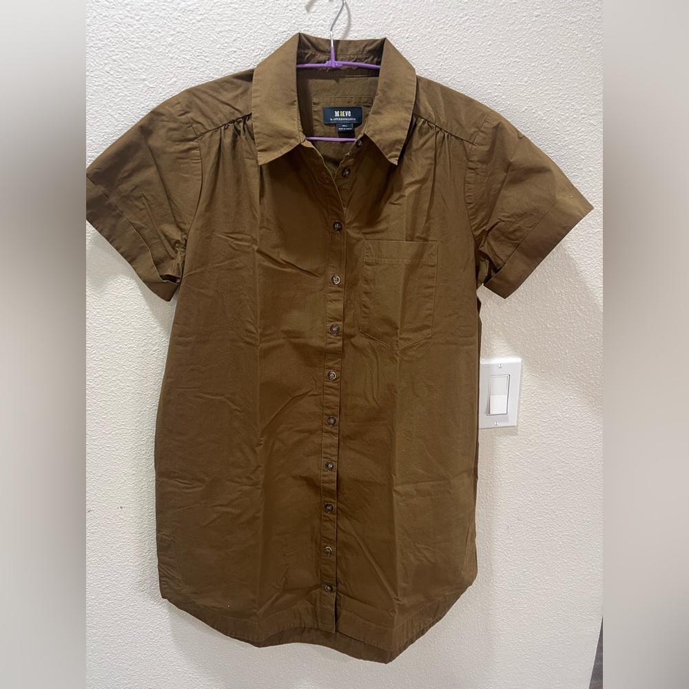 Anthropologie Maeve Sz S Francie Mini Buttondown Shirt Dress Short Sleeve Shift